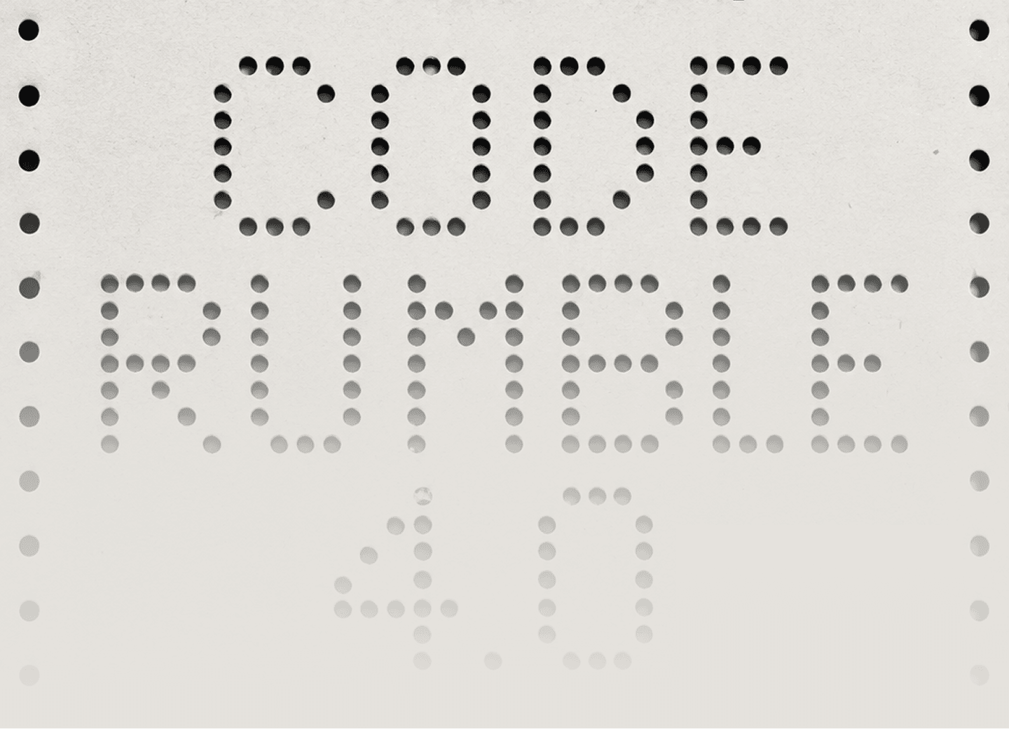 CODE RUMBLE punched into a computer punch card